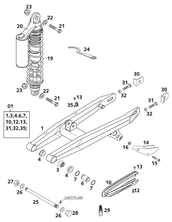 BRAZO OSCILANTE PARA 65 SX 2001 EU