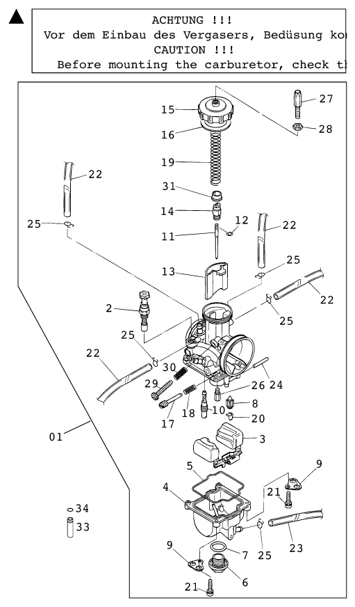 CARBURADOR PARA 125 SX 2001 EU