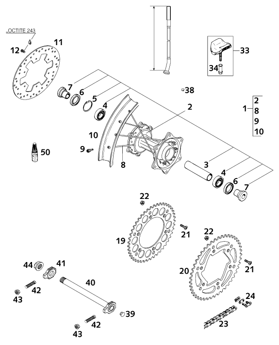 RUEDA TRASERA PARA 125 EXE 100 2001 EU