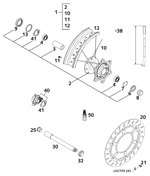 RUEDA DELANTERA PARA 620 SC SUPER MOTO 2001 EU