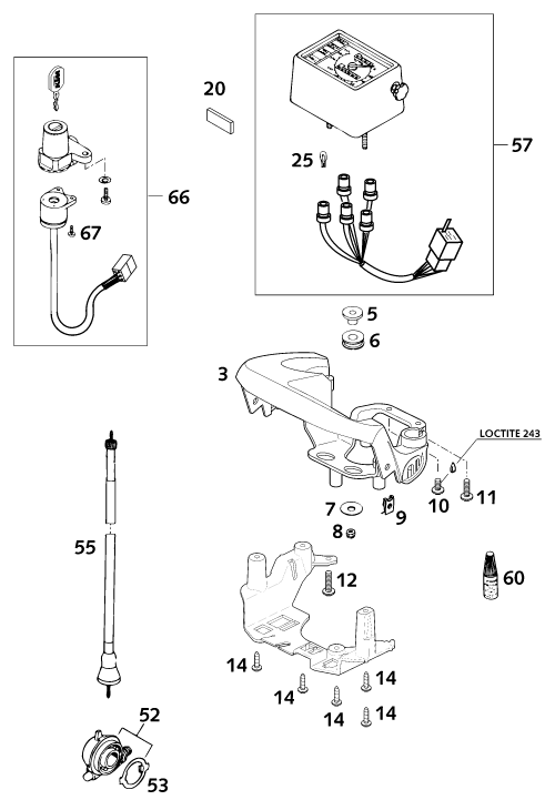 INSTRUMENTOS  SISTEMA DE BLOQUEO PARA 640 LC4 E SUPER MOTO 2001 EU