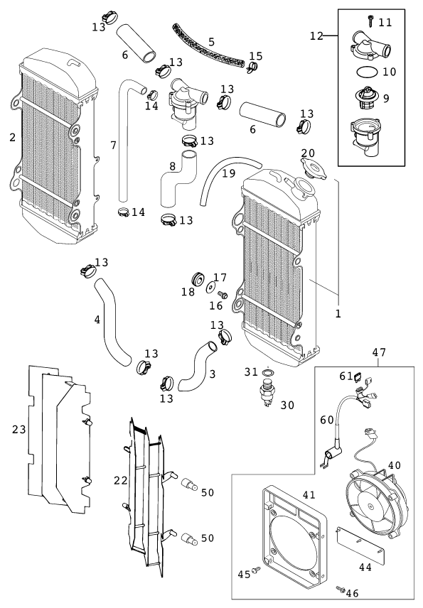 SISTEMA DE REFRIGERACION PARA 250 EXC RACING 2001 EU