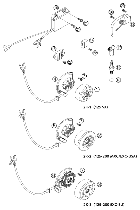 SISTEMA DE ENCENDIDO PARA 125 SX 2001 EU