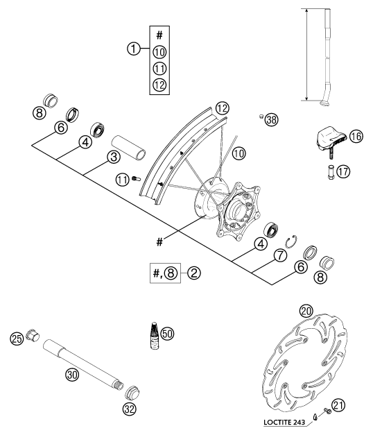 RUEDA DELANTERA PARA 625 SC 2002 EU