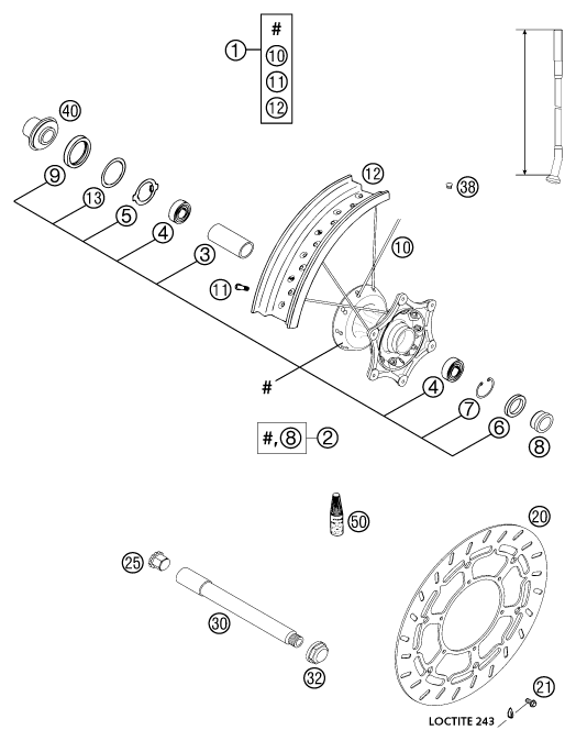 RUEDA DELANTERA PARA 625 SC SUPER MOTO 2002 EU