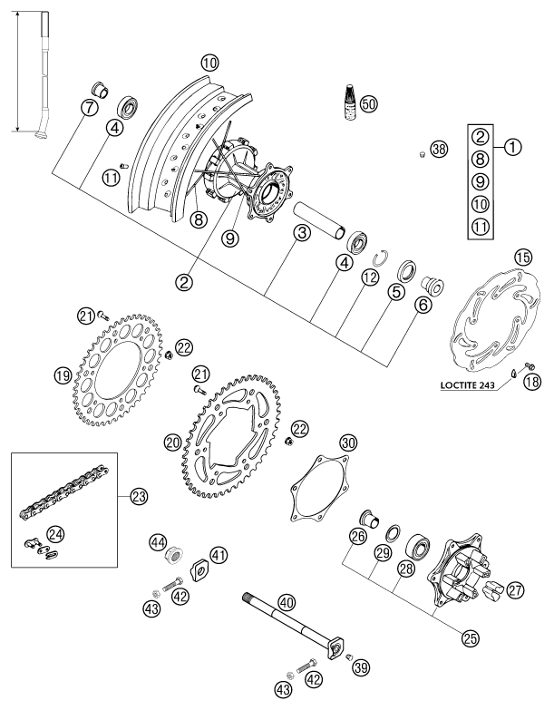 RUEDA TRASERA PARA 625 SC SUPER MOTO 2002 EU