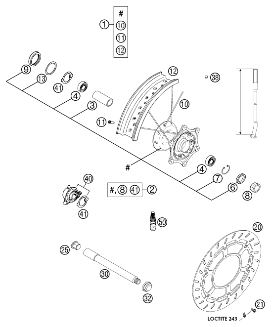 RUEDA DELANTERA PARA 640 LC4 E SUPER MOTO ROT 2002 EU