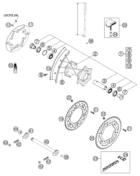 RUEDA TRASERA PARA 400 EXC RACING SIX DAYS 2002 EU