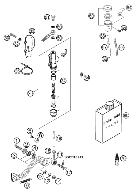 SISTEMA DE FRENO TRASERO PARA 660 SUPERMOTO FACTORY REPL 03 EU