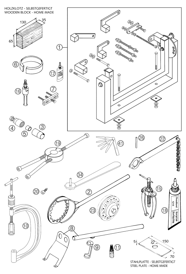 HERRAMIENTAS ESPECIALES MOTOR PARA 660 SUPERMOTO FACTORY REPL 03 EU