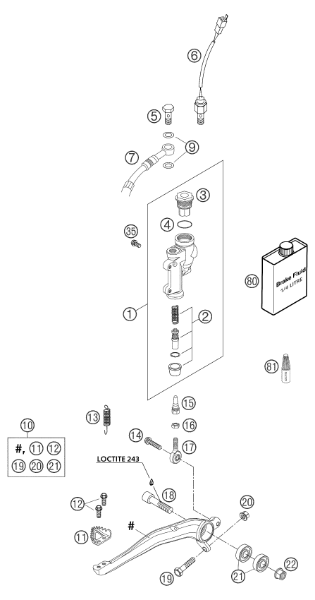 SISTEMA DE FRENO TRASERO PARA 125 EXC 2004 EU