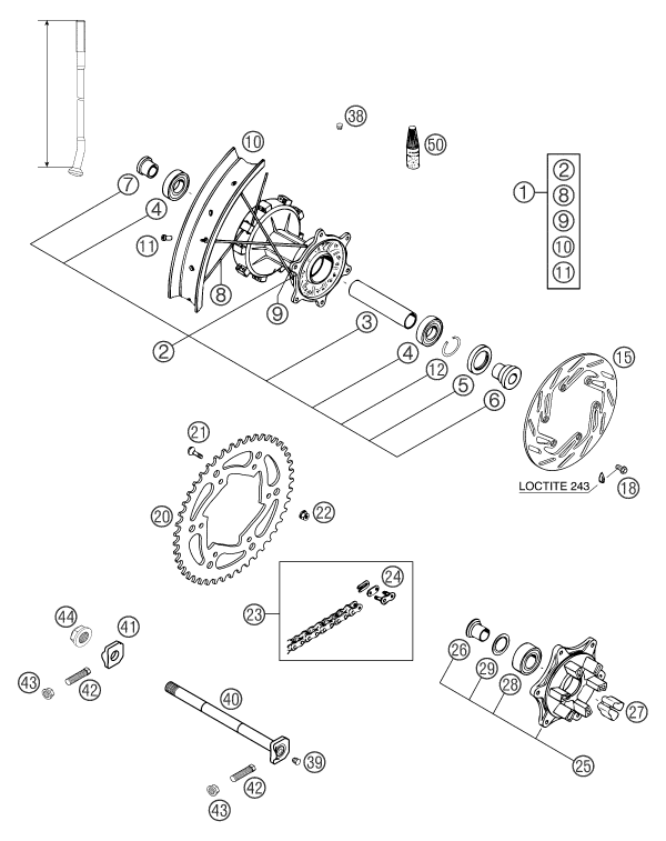 RUEDA TRASERA PARA 400 LS E MIL 04 EU