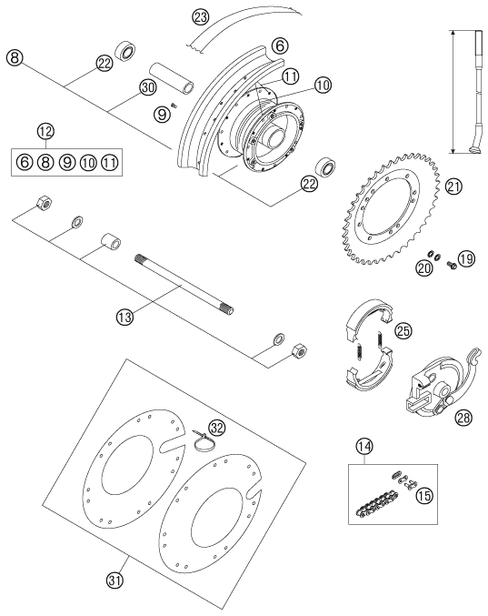 RUEDA TRASERA PARA 50 SX JUNIOR 2006 EU
