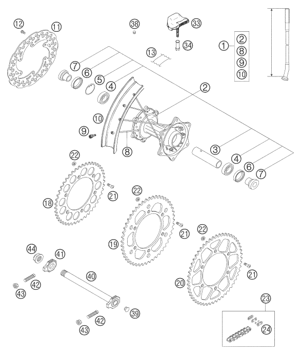RUEDA TRASERA PARA 125 SX 2005 EU