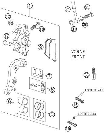 PINZA DE FRENO DELANTERO PARA 125 SX 2005 EU