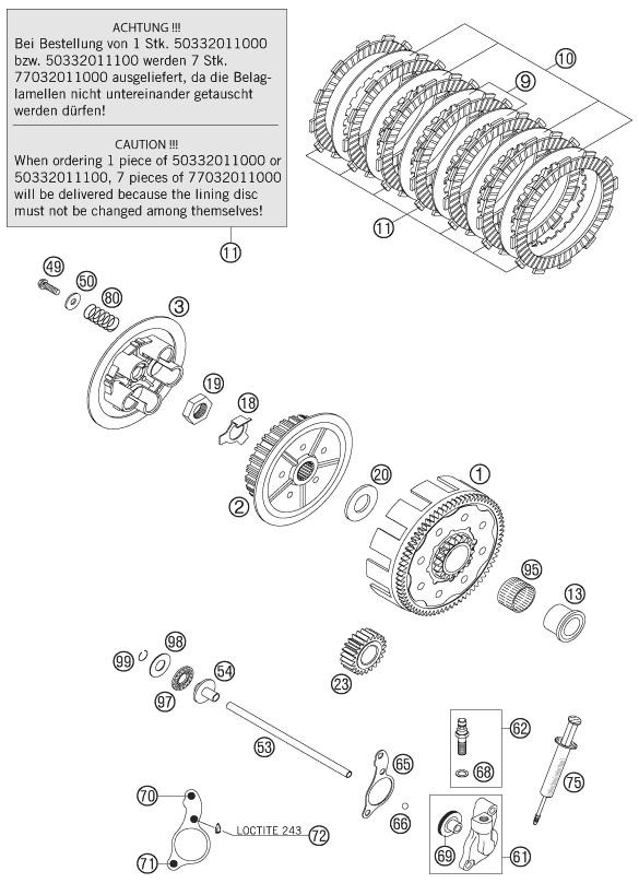 EMBRAGUE PARA 125 EXC 2006 EU