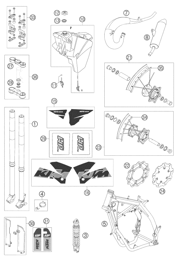 PIEZAS NUEVAS PARA 125 SXS 2005 EU