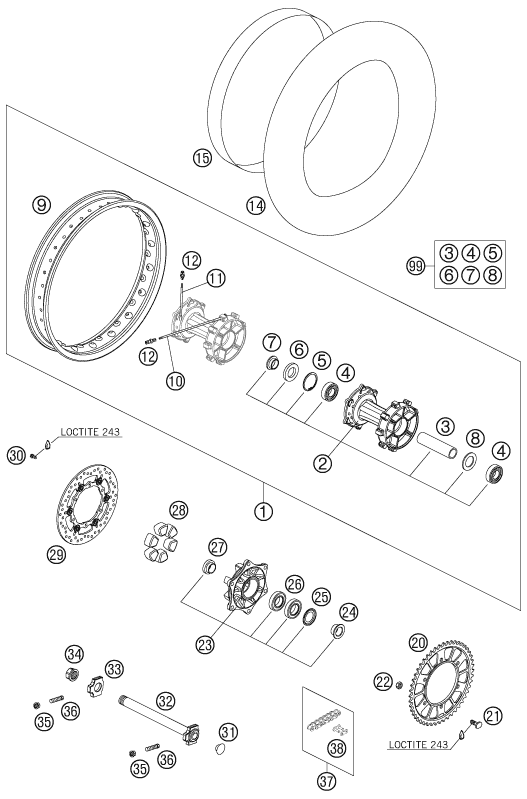RUEDA TRASERA PARA 950 SUPERENDURO R 06 EU