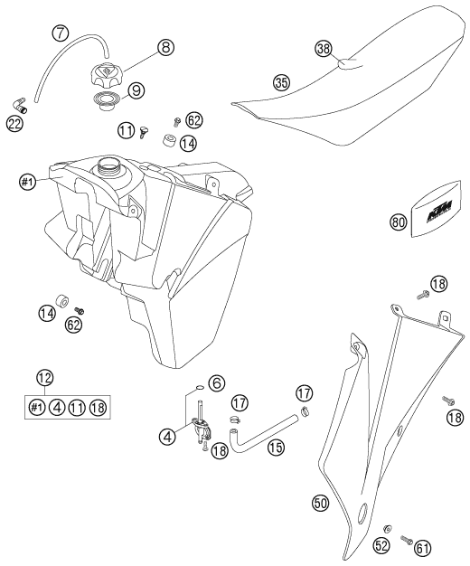 TANQUE ASIENTO PARA 125 SXS 2006 EU