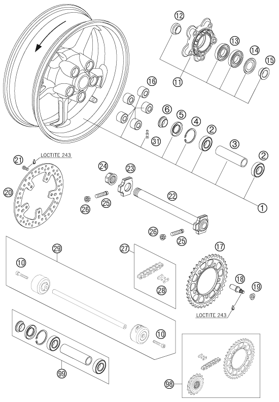 RUEDA TRASERA PARA 990 SUPER DUKE R 2007 EU