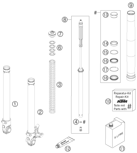 HORQUILLA TELESCOPICA PARA 690 SUPERMOTO BLACK 2007 EU