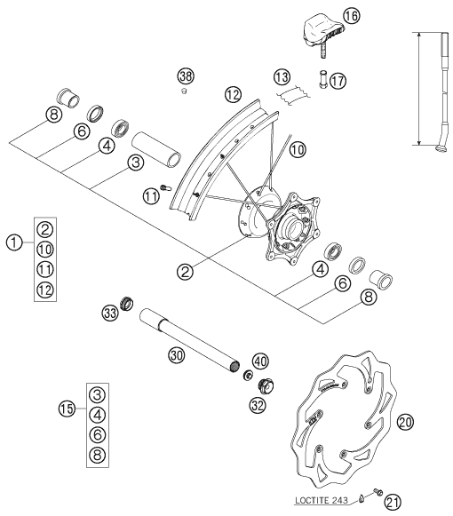 RUEDA DELANTERA PARA 125 SX 2007 EU