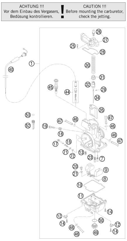 CARBURADOR PARA 250 EXC E STARTER 2010 EU