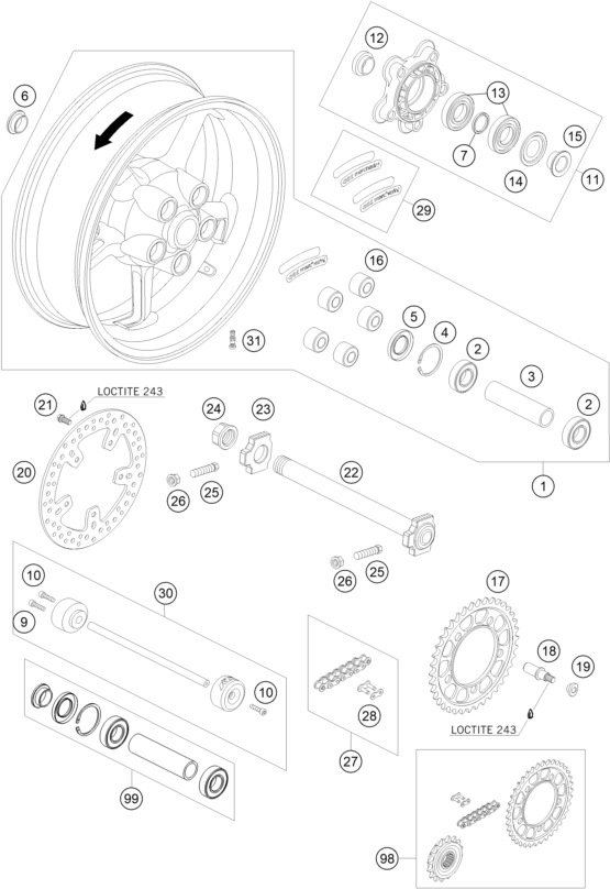 RUEDA TRASERA PARA 990 SUPER DUKE R 2009 EU