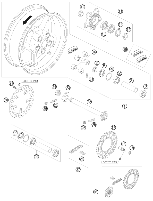 RUEDA TRASERA PARA 950 SUPERMOTO R 2008 EU