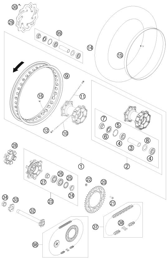 RUEDA TRASERA PARA 690 ENDURO 08 EU