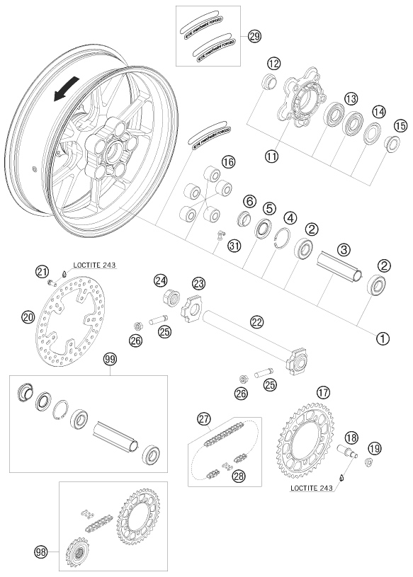 RUEDA TRASERA PARA 990 SUPERMOTO R 2010 EU