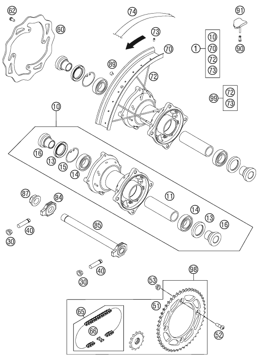 RUEDA TRASERA PARA 85 SX 1916 2011 EU