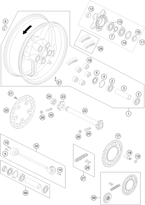 RUEDA TRASERA PARA 990 SUPER DUKE R 2013 EU