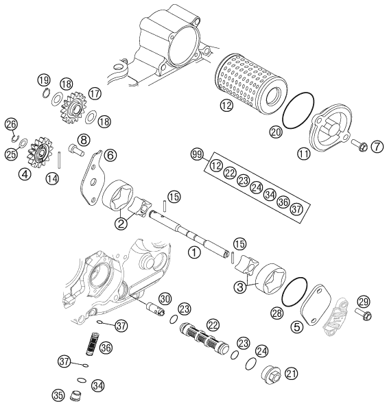 SISTEMA DE LUBRICACION PARA 250 SX F 2011 EU