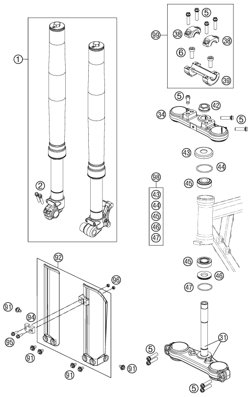 HORQUILLA TELESCOPICA ARBOL DE HORQUILLA PARA 50 SX 2016 EU