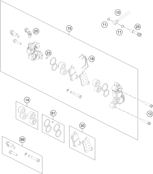 PINZA DE FRENO DELANTERO PARA 65 SX 2017 EU