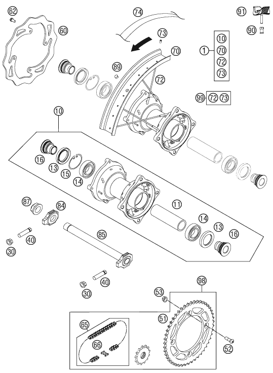 RUEDA TRASERA PARA 85 SX 1916 2012 EU