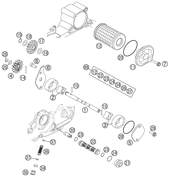 SISTEMA DE LUBRICACION PARA 250 SX F 2012 EU