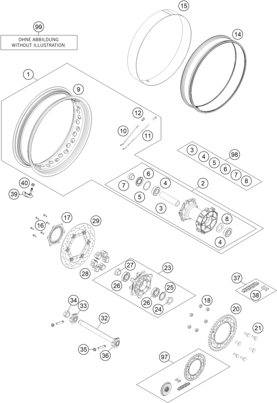 RUEDA TRASERA PARA 1190 ADVENTURE R ABS 2016 EU