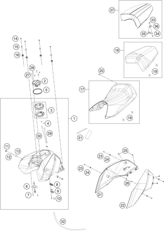 TANQUE ASIENTO PARA 690 DUKE R ABS 2013 EU