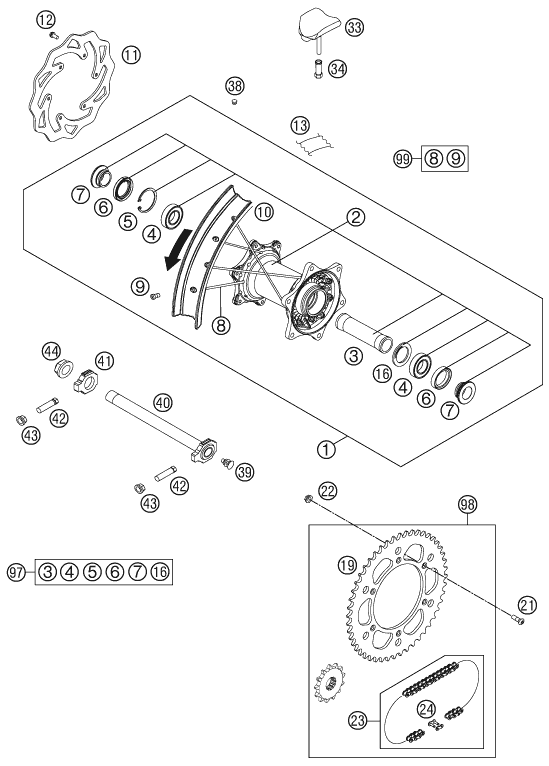 RUEDA TRASERA PARA 125 SX 2014 EU