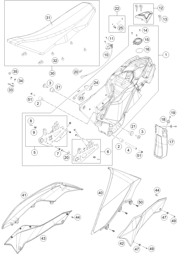 TANQUE ASIENTO PARA 690 ENDURO R ABS 2014 EU