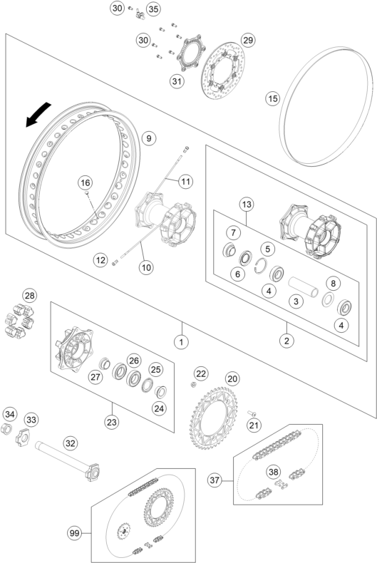 RUEDA TRASERA PARA 690 ENDURO R 2019 EU