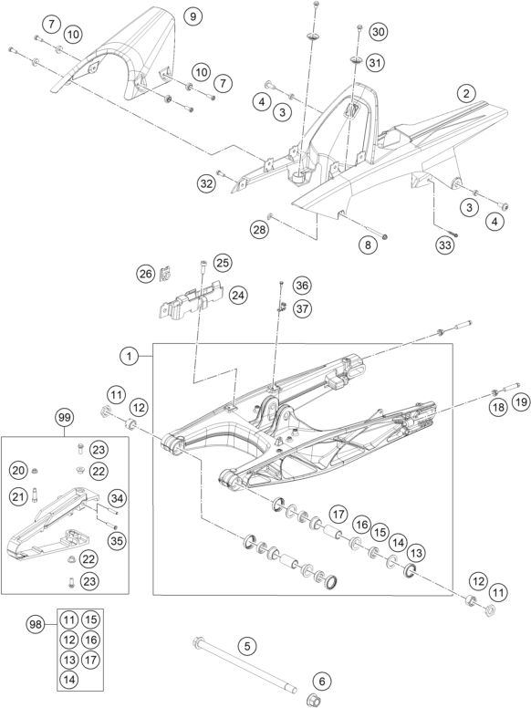 BRAZO OSCILANTE PARA RC 390 WHITE BD 2020 EU