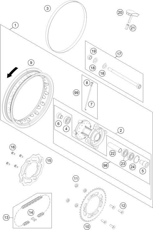 RUEDA TRASERA PARA 50 SX 2019 EU