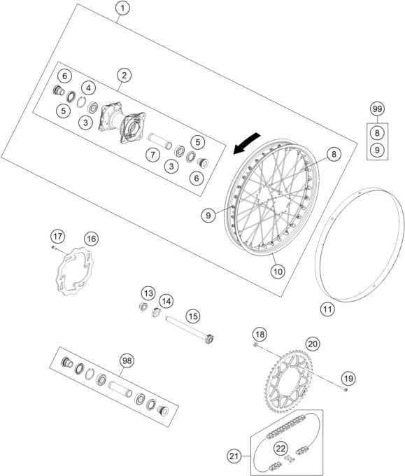 RUEDA TRASERA PARA FREERIDE E SM 2015 EU
