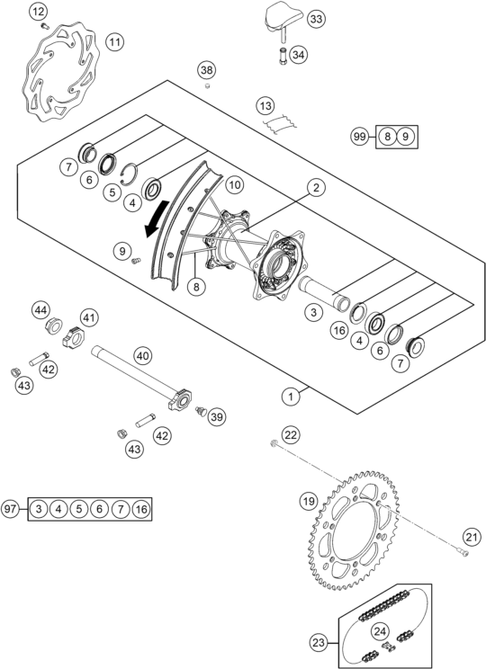 RUEDA TRASERA PARA 350 SX F 2015 EU