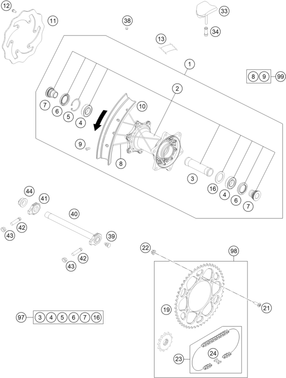 RUEDA TRASERA PARA 500 EXC F 2017 EU