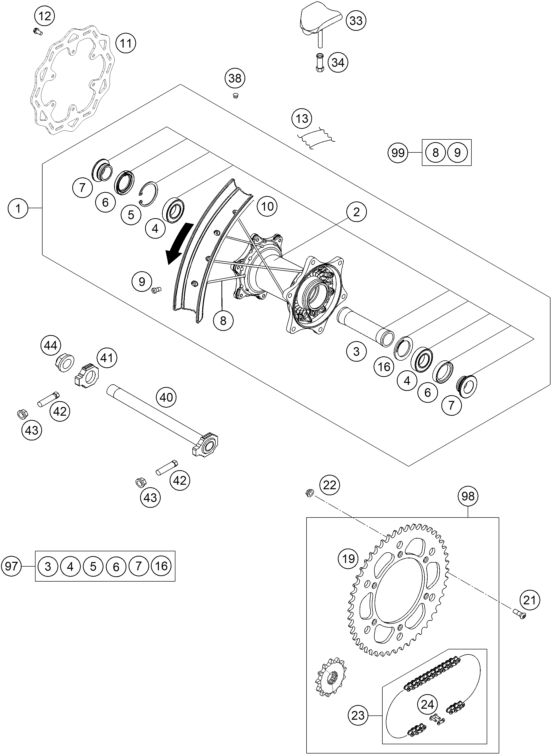 RUEDA TRASERA PARA 250 SX F 2017 EU