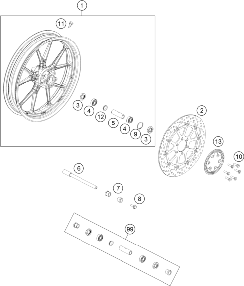 RUEDA DELANTERA PARA RC 390 BLACK BD 2018 EU